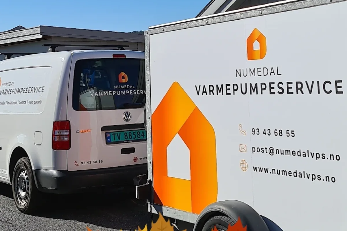 Numedal Varmepumpeservice firmabil og skaphenger